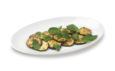 Sauteed zucchini with mint leaf