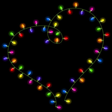 Christmas lights shaped heart

