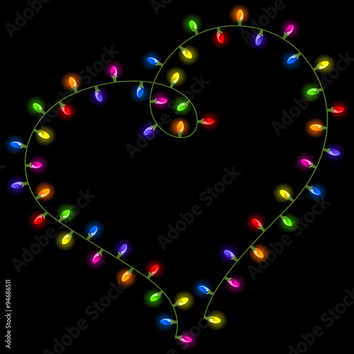"Christmas lights shaped heart " fichier vectoriel libre de droits sur