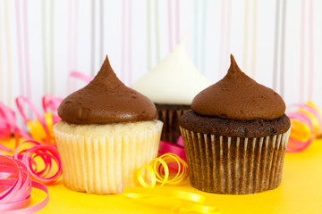 Chocolate and vanilla cupcakes