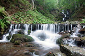 beautiful waterfall scene, ukraine carpathian shipot waterfall