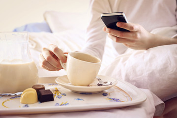 Having breakfast in bed