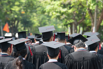 back of graduates during commencement