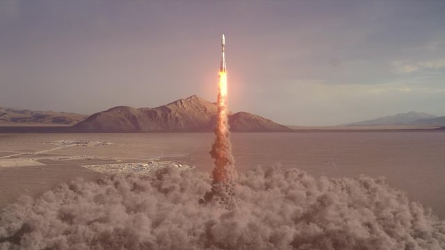 Detailed realistic animation of Rocket Launch with dynamic smoke and exhaust.