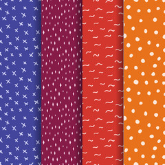 Fototapeta premium Set of Repeating doodle background. Vector hand drawn seamless patterns