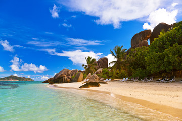 Chairs on tropical beach