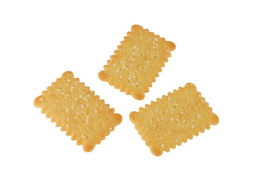 Butter biscuit/Butter biscuit topped by sugar with white sesame on white background.