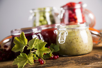 Jars of preserves, jams, fruit
