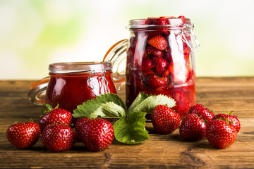 Jars of jam, fruit

