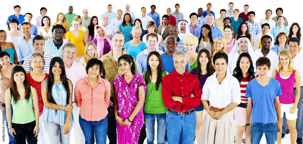 Poster diversity large group of people multiethnic concept - Posters