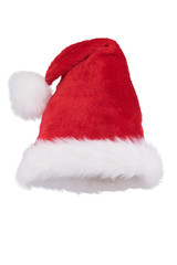 Santa hat with folded tip isolated on white background
