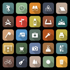 Trekking flat icons with long shadow