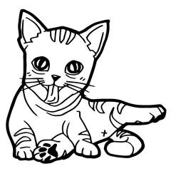 cartoon Cat Coloring Page for kid isolated on white 
