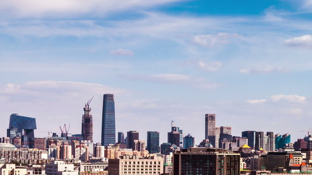 A bird view of Beijing City,China. Timelapse