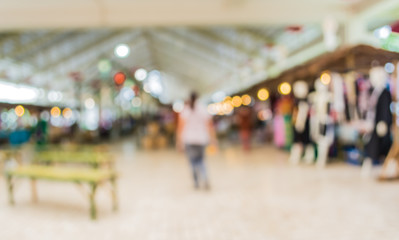 Blurred image of people walking at day market