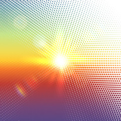 Vector halftone mosaic with sun flares and bokeh