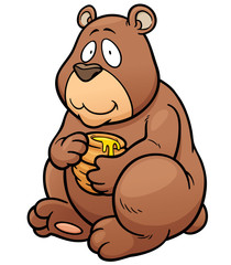 Vector illustration of Cartoon Bear holding honey