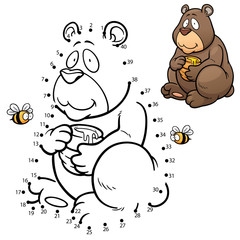 Vector Illustration of Education dot to dot game - Bear