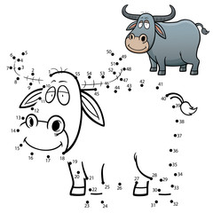 Fototapeta premium Vector Illustration of Education dot to dot game - Buffalo