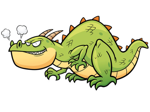 Vector illustration of cartoon Green dragon