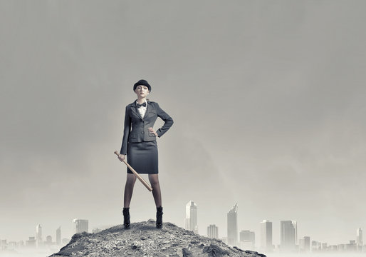 Woman with baseball bat
