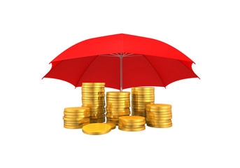 Golden Coins Under an Umbrella