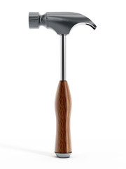 Isolated hammer with wooden handle