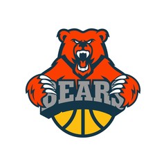 Naklejka premium Bear Sport Logo Vector Template