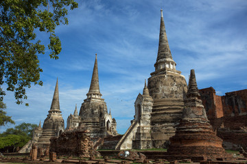 Fototapeta premium Wat (temple) Phra Si Sanphet was built over 600 years ago. The temple is on the site of the old Royal Palace in Thailand's ancient capital of Ayutthaya.