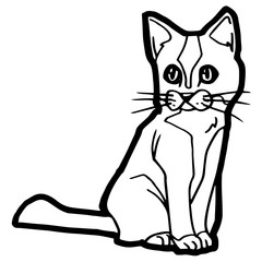 cartoon Cat Coloring Page for kid isolated on white 
