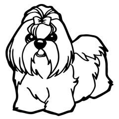 Cartoon Illustration of Funny Dog for Coloring Book
