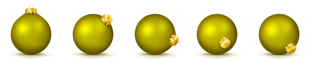 Vektor Weihnachtskugeln in gelb - verschiedenen Perspektiven - Isoliert auf weißem Hintergrund - Jede Kugel ist gruppiert und mit weißer Hintergrund-Ebene - Set, Sammlung, Kollektion, Gruppierung