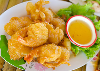 fried shrimp ball with sweet sauce