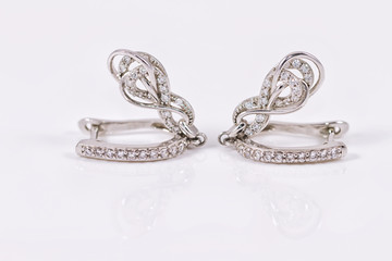 silver earrings in the shape of  horseshoe