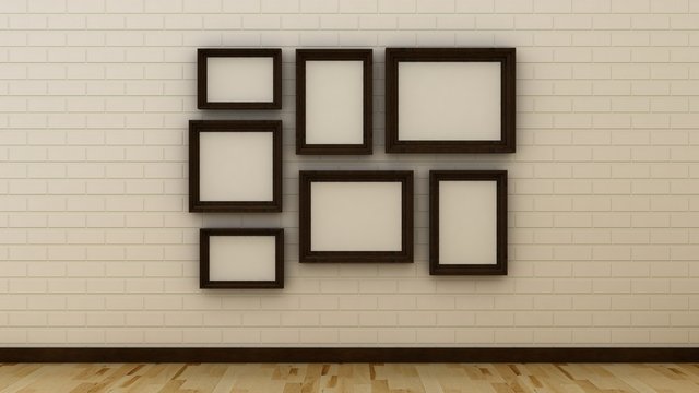 Empty picture frames on the wall