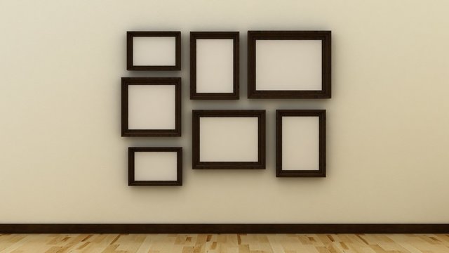 Empty picture frames on the wall