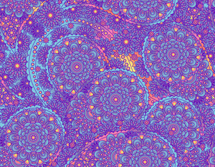 vector seamless graphical paisley print with flowers, dots, leaves