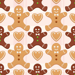 Gingerbread Man Christmas Seamless Vector Pattern