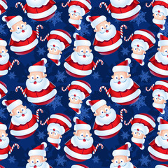 Santa Claus Christmas Seamless Vector Pattern
