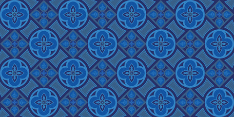 Geometric blue seamless pattern. Perfect for greetings, invitations and announcements. Editable vector file.