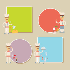 Chef Presenting Recipe Card. Flat vector set