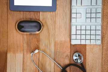 Close up view of medical desk