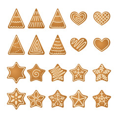 Gingerbread hearts, stars and trees collection. - 94704113