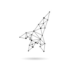 Geometric spaceship design silhouette. Black line vector illustration