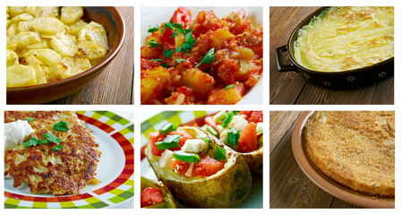 set of different   potato dish .