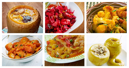  set of different vegetable dishi