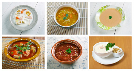  set of different traditional soups.