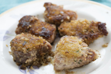 steaks of breaded tuna