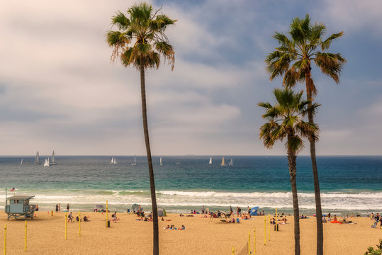 Manhattan Beach on a warm sunny day in Los Angeles, California, USA