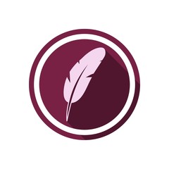 Feather sign icon with long shadow